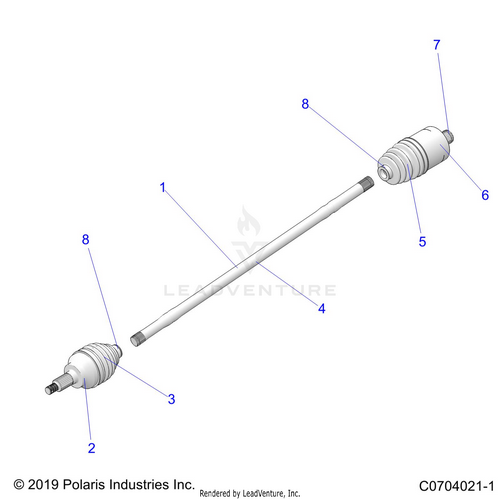 An Image of a Genuine Polaris Parts Schematic Diagram showing the schematic - DRIVE TRAIN: HALF SHAFT REAR - 2020 POLARIS RZR TURBO S 4 VELOCITY