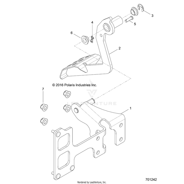 An Image of a Genuine Polaris Parts Schematic Diagram showing the schematic - BRAKES: PEDAL - 2017 POLARIS RZR 570 S