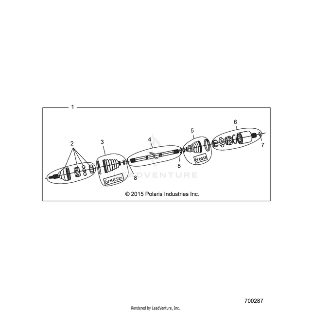 An Image of a Genuine Polaris Parts Schematic Diagram showing the schematic - DRIVE TRAIN: HALF SHAFT FRONT - 2019 POLARIS RZR XP TURBO S VELOCITY