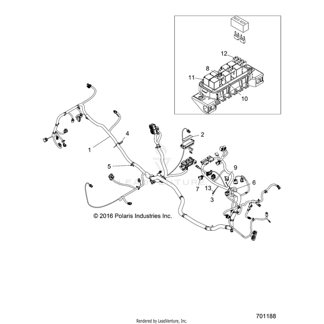 An Image of a Genuine Polaris Parts Schematic Diagram showing the schematic - ELECTRICAL: WIRE HARNESS - 2017 POLARIS RZR XP 1000