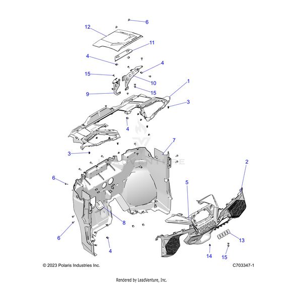 An Image of a Genuine Polaris Parts Schematic Diagram showing the schematic - BODY: DASH - 2026 POLARIS RZR XP 1000 SPORT