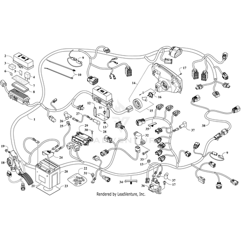 A diagram of wiring, connectors, and the OEM Self Tapping Screw #10-12X1.00 by Arctic Cat for your Arctic Cat UTV ATV.