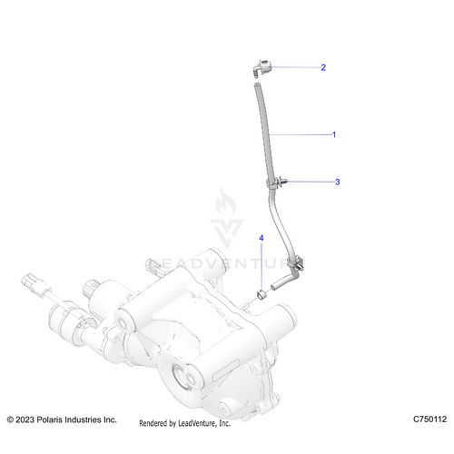 An Image of a Genuine Polaris Parts Schematic Diagram showing the schematic - DRIVE TRAIN: FRONT GEARCASE VENTING - 2025 POLARIS RZR PRO XP 4 PREMIUM