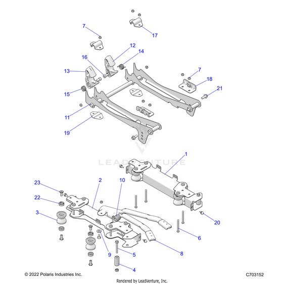 An Image of a Genuine Polaris Parts Schematic Diagram showing the schematic - BODY: SEAT MOUNTING DRIVER - 2023 POLARIS RZR PRO R SPORT/PREMIUM