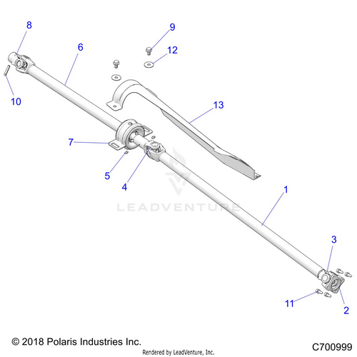 An Image of a Genuine Polaris Parts Schematic Diagram showing the schematic - DRIVE TRAIN: FRONT PROP SHAFT - 2020 POLARIS RZR XP TURBO