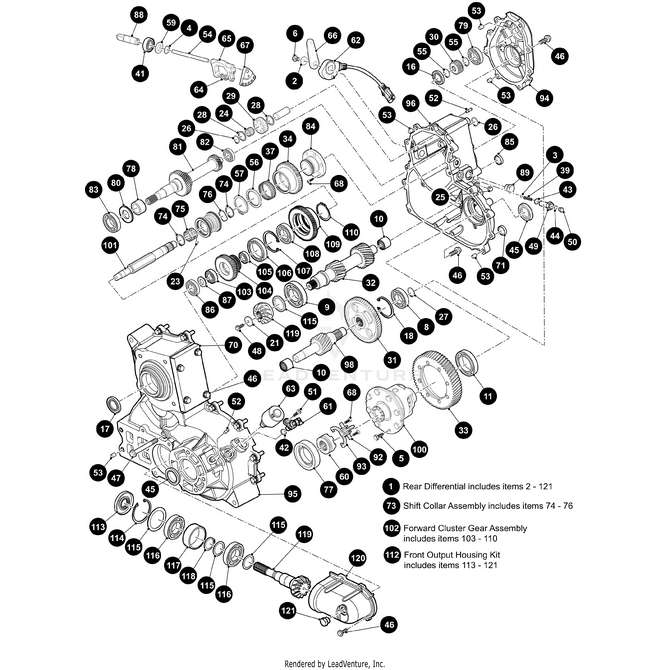 Exploded view diagram of a mechanical differential assembly with numbered parts and callouts, perfect for identifying OEM components or choosing the correct Shim Kit by Arctic Cat.
