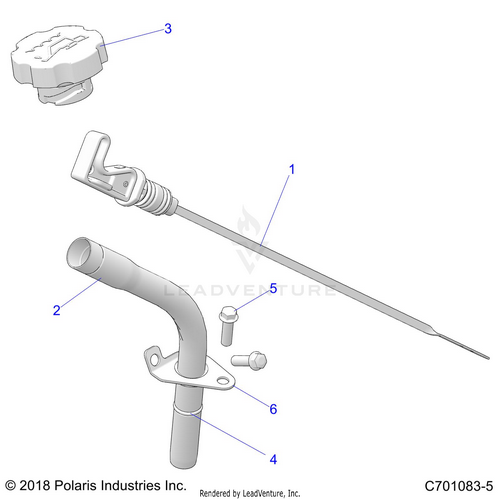 An Image of a Genuine Polaris Parts Schematic Diagram showing the schematic - ENGINE: OIL DIPSTICK - 2022 POLARIS RZR TRAIL S 1000 ULTIMATE