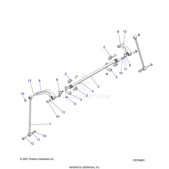 An Image of a Genuine Polaris Parts Schematic Diagram showing the schematic - SUSPENSION: REAR STABILIZER BAR - 2024 POLARIS RZR PRO R 4 PREMIUM