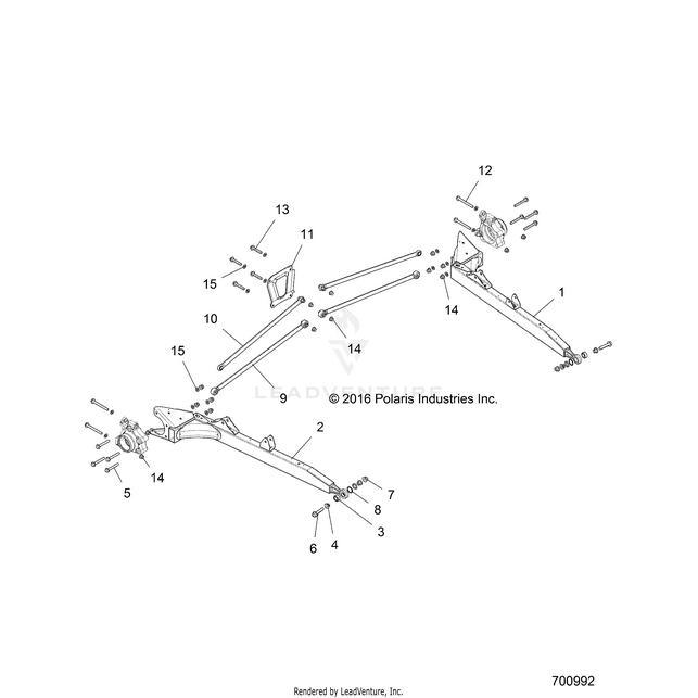An Image of a Genuine Polaris Parts Schematic Diagram showing the schematic - SUSPENSION: REAR CONTROL ARMS - 2016 POLARIS RZR XP TURBO