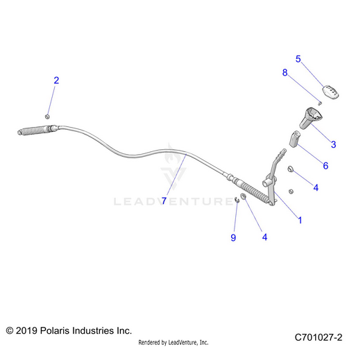 An Image of a Genuine Polaris Parts Schematic Diagram showing the schematic - DRIVE TRAIN: GEAR SELECTOR - 2022 POLARIS RZR TRAIL 900 PREMIUM