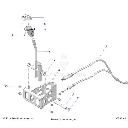 An Image of a Genuine Polaris Parts Schematic Diagram showing the schematic - DRIVE TRAIN: GEAR SELECTOR - 2026 POLARIS RZR PRO R 4 LE