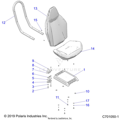 An Image of a Genuine Polaris Parts Schematic Diagram showing the schematic - BODY: SEAT ASM. - 2020 POLARIS RZR 570