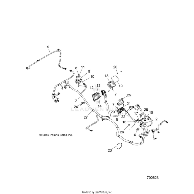 An Image of a Genuine Polaris Parts Schematic Diagram showing the schematic - ELECTRICAL: WIRE HARNESS - 2016 POLARIS RZR XP 1000