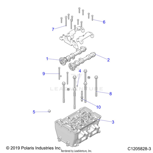 An Image of a Genuine Polaris Parts Schematic Diagram showing the schematic - ENGINE: CYLINDER HEAD - 2020 POLARIS RZR PRO XP