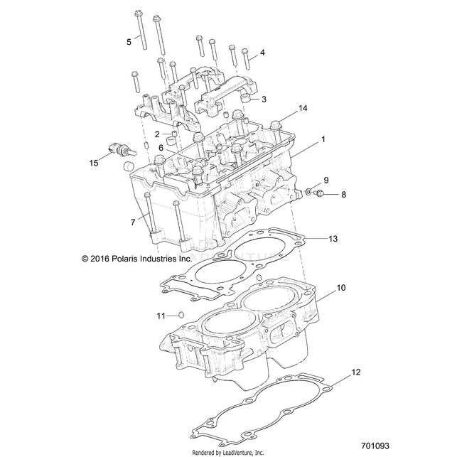 An Image of a Genuine Polaris Parts Schematic Diagram showing the schematic - ENGINE: CYLINDER and HEAD - 2017 POLARIS RZR 4 900