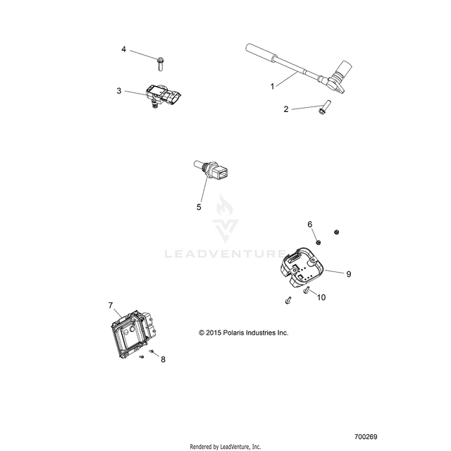 An Image of a Genuine Polaris Parts Schematic Diagram showing the schematic - ELECTRICAL: SENSORS ECU and CONTROL MODULES - 2016 POLARIS RZR S 900