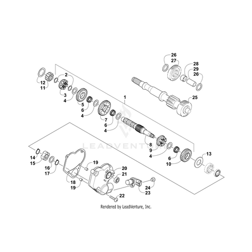 Explore the exploded diagram of the Dog Sliding-Forward Sd by Arctic Cat—showing labeled OEM gears, shafts, washers, bearings, and bolts. Find genuine replacement parts at Witchdoctors.com for your Arctic Cat Dog Sliding-Forward Sd.