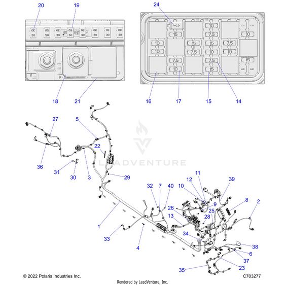 An Image of a Genuine Polaris Parts Schematic Diagram showing the schematic - ELECTRICAL: WIRE HARNESS CHASSIS - 2023 POLARIS RZR PRO R 4 ULTIMATE TROY LEE DESIGNS