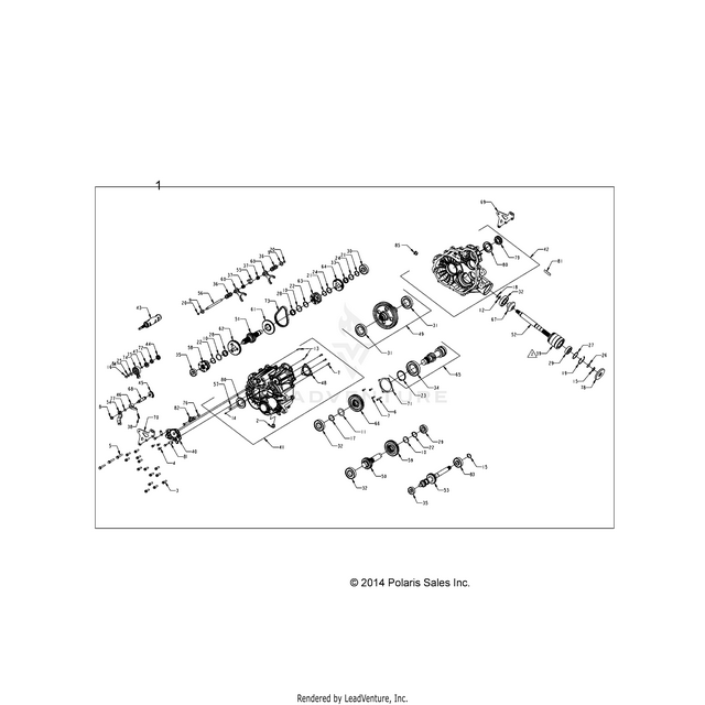 An Image of a Genuine Polaris Parts Schematic Diagram showing the schematic - DRIVE TRAIN: MAIN GEARCASE INTERNALS - 2015 POLARIS RZR 900/900 EPS