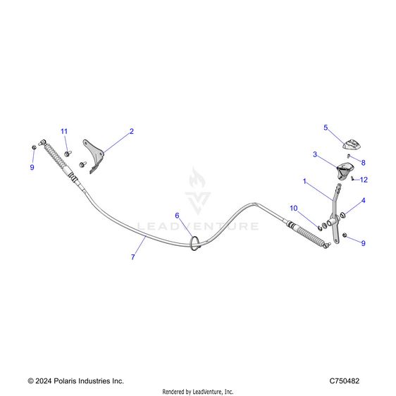 An Image of a Genuine Polaris Parts Schematic Diagram showing the schematic - DRIVE TRAIN: GEAR SELECTOR - 2025 POLARIS RZR XP 1000 PREMIUM