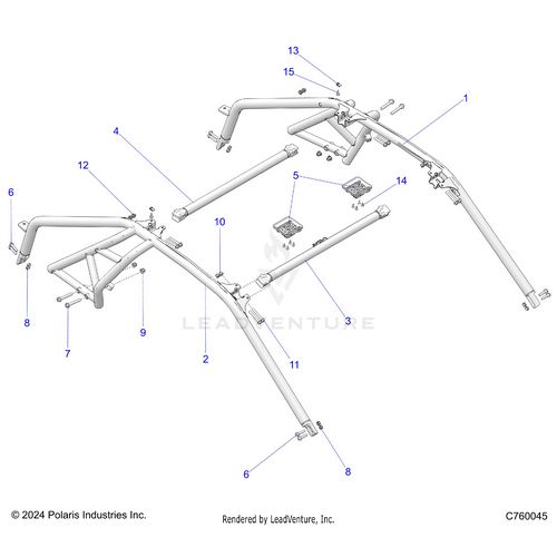 An Image of a Genuine Polaris Parts Schematic Diagram showing the schematic - CHASSIS: CAB FRAME - 2025 POLARIS RZR PRO XP ULTIMATE