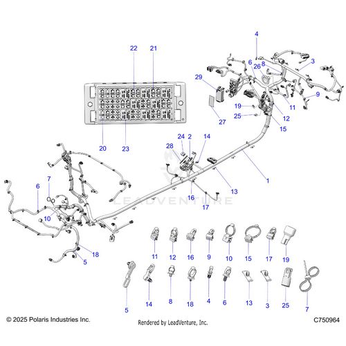 An Image of a Genuine Polaris Parts Schematic Diagram showing the schematic - ELECTRICAL: WIRE HARNESS CHASSIS - 2026 POLARIS RZR PRO XP 4 SPORT