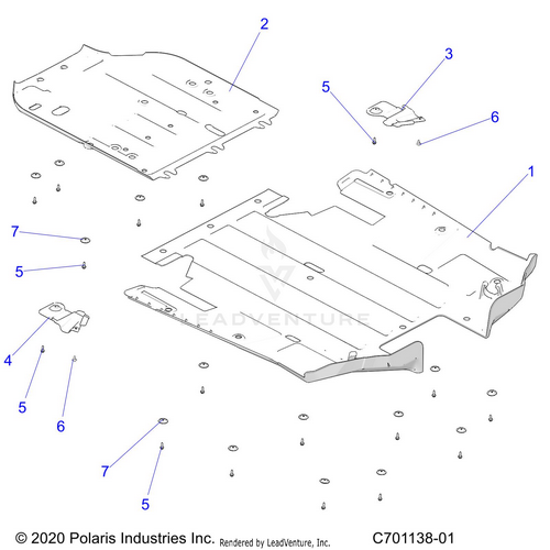An Image of a Genuine Polaris Parts Schematic Diagram showing the schematic - CHASSIS: SKID PLATES - 2024 POLARIS RZR PRO R ULTIMATE