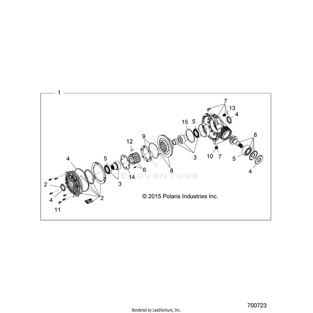 An Image of a Genuine Polaris Parts Schematic Diagram showing the schematic - DRIVE TRAIN: FRONT GEARCASE - 2020 POLARIS RZR XP 4 TURBO