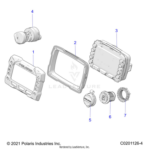 An Image of a Genuine Polaris Parts Schematic Diagram showing the schematic - ELECTRICAL: DASH INSTRUMENTS AND CONTROLS - 2023 POLARIS RZR 200 EVAP