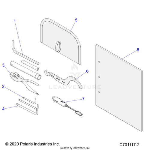 An Image of a Genuine Polaris Parts Schematic Diagram showing the schematic - REFERENCES: OWNERS MANUAL AND TOOL KIT - 2022 POLARIS RZR TRAIL S 1000 ULTIMATE