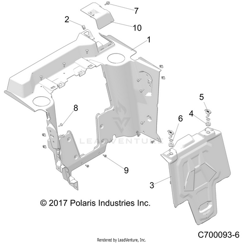 An Image of a Genuine Polaris Parts Schematic Diagram showing the schematic - BODY: REAR CLOSEOFF - 2018 POLARIS RZR RS1
