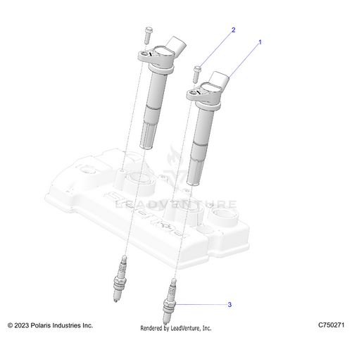 An Image of a Genuine Polaris Parts Schematic Diagram showing the schematic - ENGINE: COILS & SPARK PLUGS - 2025 POLARIS RZR PRO S 4 ULTIMATE