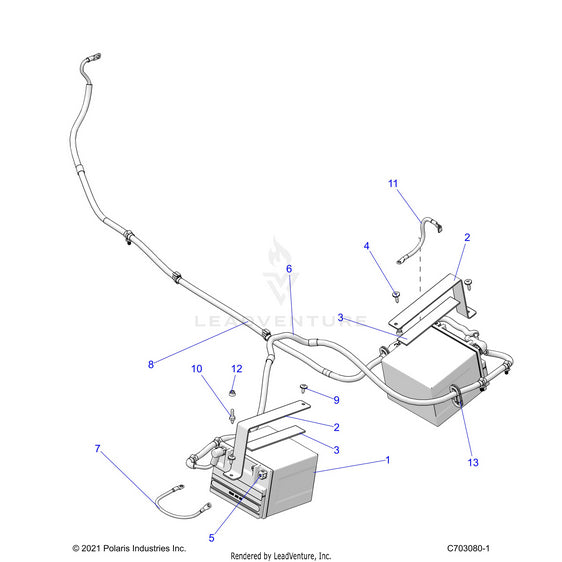 An Image of a Genuine Polaris Parts Schematic Diagram showing the schematic - ELECTRICAL: BATTERY - 2022 POLARIS RZR PRO R SPORT/PREMIUM
