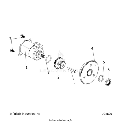 An Image of a Genuine Polaris Parts Schematic Diagram showing the schematic - ENGINE: STARTER MOTOR - 2026 POLARIS RZR 200 MD