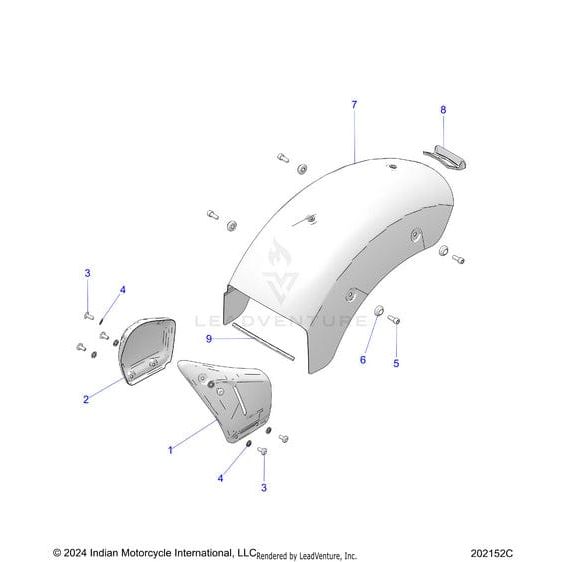 Exploded diagram of the Cover Side RH Hvymetl [Heavy Metal Gloss] by Polaris, displaying the main cover and OEM hardware with numbered parts and fasteners arranged for easy identification.