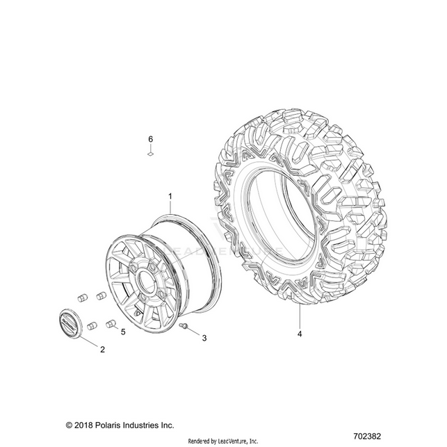 An Image of a Genuine Polaris Parts Schematic Diagram showing the schematic - WHEELS: REAR - 2019 POLARIS RZR XP 4 TURBO S VELOCITY