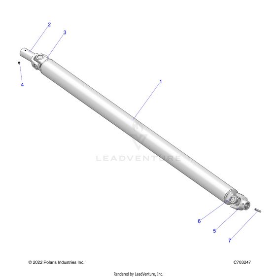 An Image of a Genuine Polaris Parts Schematic Diagram showing the schematic - DRIVE TRAIN: PROP SHAFT FRONT - 2024 POLARIS RZR PRO R PREMIUM