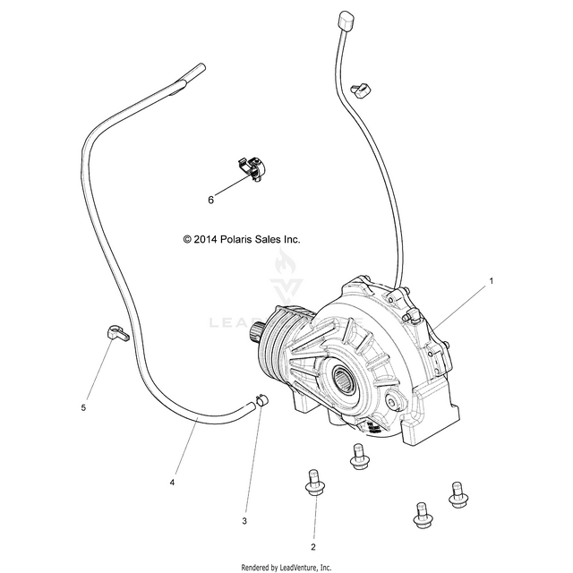 An Image of a Genuine Polaris Parts Schematic Diagram showing the schematic - DRIVE TRAIN: FRONT GEARCASE MOUNTING - 2015 POLARIS RZR 900/900 EPS