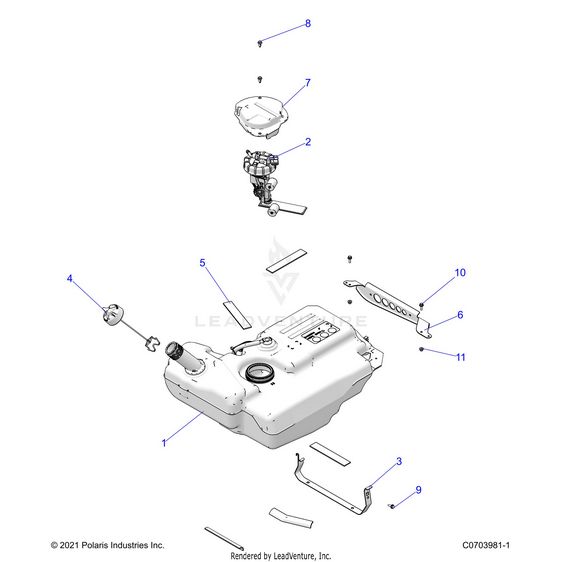 An Image of a Genuine Polaris Parts Schematic Diagram showing the schematic - FUEL: SYSTEM TANK - 2026 POLARIS RZR XP S 1000 SPORT