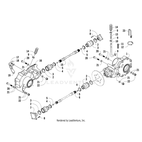 Exploded diagram of the Front Gearcase (3.6 Man Lock)-Assembly by Arctic Cat, showing numbered gears, shafts, bolts, and housing components arranged sequentially for easy reference and assembly.