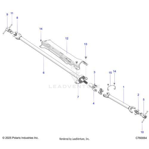 An Image of a Genuine Polaris Parts Schematic Diagram showing the schematic - DRIVE TRAIN: PROP SHAFT - 2026 POLARIS RZR XP S 1000 SPORT