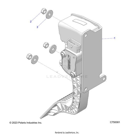 An Image of a Genuine Polaris Parts Schematic Diagram showing the schematic - ENGINE: THROTTLE PEDAL - 2025 POLARIS RZR PRO S SPORT