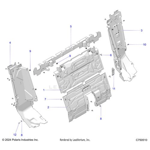 An Image of a Genuine Polaris Parts Schematic Diagram showing the schematic - BODY: REAR CLOSEOFF - 2025 POLARIS RZR PRO XP SPORT