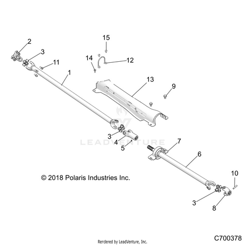 An Image of a Genuine Polaris Parts Schematic Diagram showing the schematic - DRIVE TRAIN: FRONT PROP SHAFT - 2020 POLARIS RZR TURBO S 4
