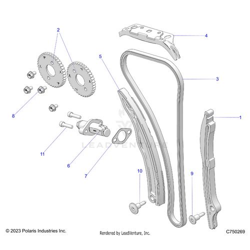 An Image of a Genuine Polaris Parts Schematic Diagram showing the schematic - ENGINE: CAM CHAIN AND TENSIONER - 2026 POLARIS RZR PRO S 4 ULTIMATE