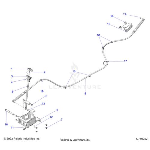An Image of a Genuine Polaris Parts Schematic Diagram showing the schematic - DRIVE TRAIN: GEAR SELECTOR - 2026 POLARIS RZR PRO S 4 SPORT