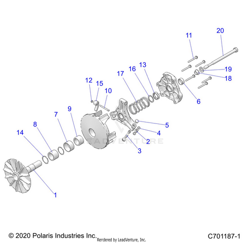 An Image of a Genuine Polaris Parts Schematic Diagram showing the schematic - DRIVE TRAIN: PRIMARY CLUTCH - 2021 POLARIS RZR XP 4 1000 HIGH LIFTER