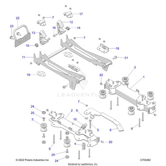An Image of a Genuine Polaris Parts Schematic Diagram showing the schematic - BODY: SEAT MOUNTING FRONT - 2023 POLARIS RZR PRO R 4 SPORT