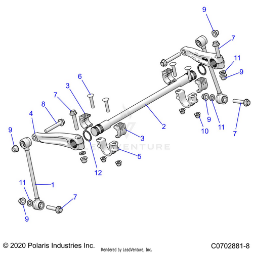 An Image of a Genuine Polaris Parts Schematic Diagram showing the schematic - SUSPENSION: FRONT STABILIZER BAR - 2023 POLARIS RZR PRO R 4 SPORT