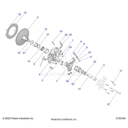 An Image of a Genuine Polaris Parts Schematic Diagram showing the schematic - DRIVE TRAIN: PRIMARY CLUTCH - 2026 POLARIS RZR PRO R LE